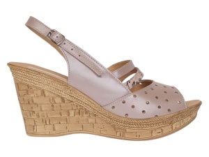 Sandale dama din piele naturala cu platforme de 8.5 cm Nude Floral BVS46XFN - Img 7