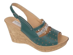 Sandale dama din piele naturala cu platforme de 8.5 cm Verde Color BVS46XV - Img 2