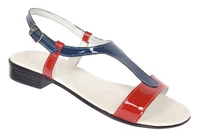 Sandale dama din piele naturala lac - Model rosu cu bleumarin S16RBLAC - Img 2