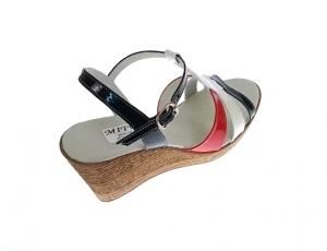 Sandale dama, din piele naturala, Platforme 7cm, Rosu, Alb, Negru, LAC, S47RAN2 - Img 5