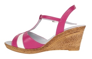 Sandale dama din piele naturala Roz cu Alb - Model cu toc de 7cm S61ROZ - Img 2