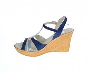 Sandale dama, din piele naturala, Toc 8 cm, Albastru, Color 2, S47BL2 - Img 4