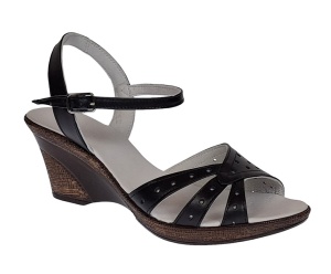 Sandale dama negre din piele naturala cu platforme de 6 cm S5N - Img 3