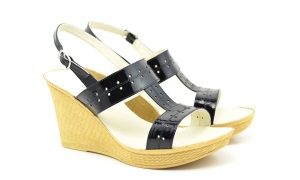 Sandale dama negre din piele naturala, cu platforme de 7 cm S46N2LAC - Img 5