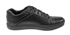 Sneakers barbati casual din piele naturala - Model Negru 1021 - Img 3