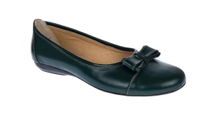 Balerini dama casual din piele naturala, Verde - ELSA