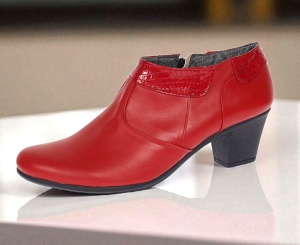 Botine dama din piele naturala cu fermoar Rosu MV4R
