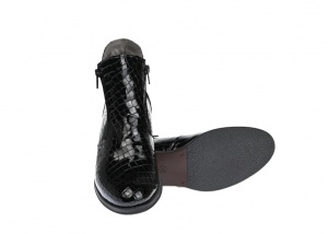 Botine dama negre din piele naturala croco lac NA316N - Img 4