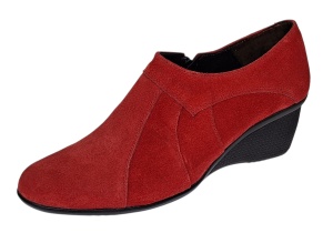 Botine dama rosii din piele naturala intoarsa cu platforme de 5 cm - Mira Velur - Img 10