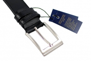 Curea barbateasca eleganta din piele naturala - Negru CCN350 (latime 3,5 cm) - Img 2