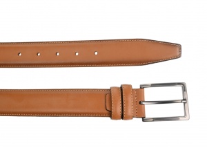 Curea barbati eleganta, cusuta, cu bombaj, din piele naturala 3.5cm ALP710M - Img 2
