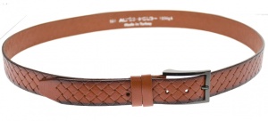 Curea barbati eleganta, design cu impletitura, din piele ecologica, Maro 3.5 cm - DR1540MP - Img 3