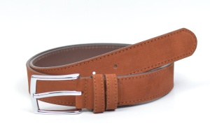 Curea barbati eleganta din piele naturala intoarsa, maro 3.5cm - CC2514MR - Img 2