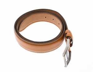 Curea barbati eleganta, din piele naturala, maro deschis 3.5 cm - DR002MD - Img 2