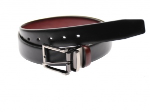 Curea barbati eleganta, din piele naturala neagra si visinie 3.5 cm - DR1210NVIS