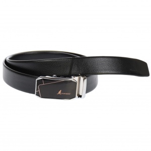 Curea din piele pentru barbati, catarama metalica fara ac, latime 3.5 cm, lungime reglabila, negru - LS206NSBR - Img 1
