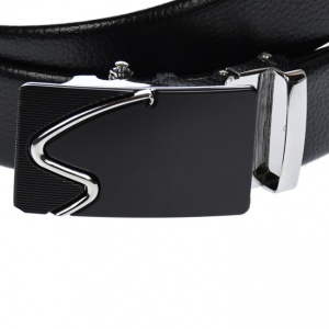 Curea din piele pentru barbati, catarama metalica fara ac, latime 3.5 cm, lungime reglabila, negru - LS241NSS - Img 3