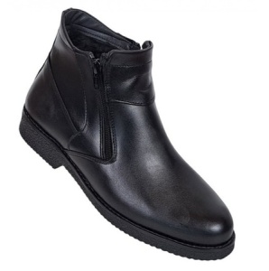 Ghete barbatesti negre din piele naturala cu doua fermoare Rusay Office GKR35NF - Img 3