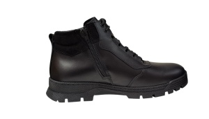 Ghete barbati casual din piele naturala cu fermoar imblanite Negru KAYRO - Img 4