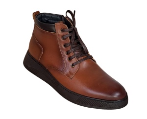 Ghete barbati Casual, din piele naturala imblanite, cu fermoar, Maro PH350MBOX - Img 5