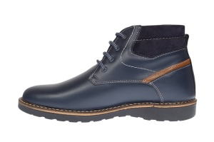 Ghete barbati casual din piele naturala imblanite model iarna Bleu GSCORSABLU - Img 5