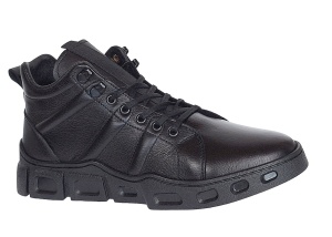 Ghete barbati casual din piele naturala (imblanite) Negru VIK851N - Img 5
