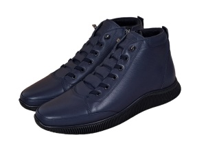 Ghete barbati din piele naturala cu fermoar, bleumarin model imblanit casual sport - Img 10