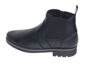 Ghete barbati din piele naturala imblanite cu fermoar Negru GB4101N - Img 5