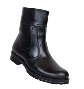 Ghete dama casual din piele naturala, cu fermoar, imblanite, Negru, GXXLN