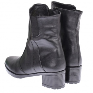 Ghete dama, casual, din piele naturala, cu fermoar, negre, imblanite - B3N - Img 4