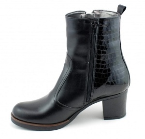 Ghete dama casual imblanite din piele naturala de culoare neagra GD206CRN - Img 2