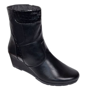 Ghete dama din piele naturala cu fermoar imblanite Negre MVS31N - Img 6