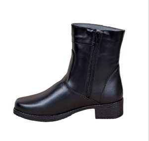 Ghete dama din piele naturala cu fermoar - Model negru imblanit 709N - Img 5