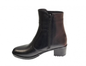 Ghete dama, din piele naturala, cu fermoar, negre, imblanite - GD964N2 - Img 3