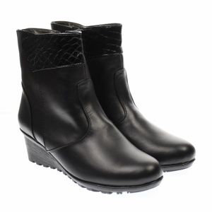 Ghete dama din piele naturala, cu fermoar, negre, IMBLANITE - MVS30N - Img 1