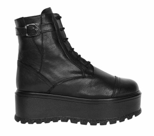 Ghete dama din piele naturala cu platforme de 5cm G215N - Img 2