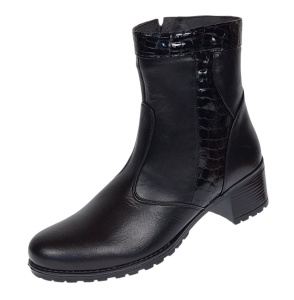 Ghete dama din piele naturala de culoare neagra imblanite Ada MVS83CRN - Img 6
