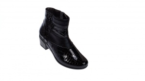 Ghetute dama din piele naturala Croco, cu fermoar, Toc de 5 cm, NEGRU - MVS18CRN - Img 3