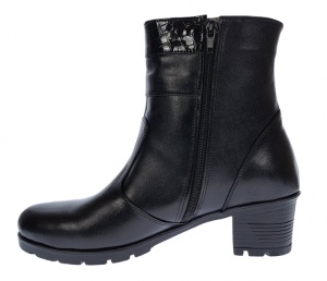 Marimea 36 Ghete dama din piele naturala cu fermoar, imblanite, Negru LMVS54N - Img 2