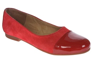 OFERTA marimea 35, 39 - Balerini dama, din piele naturala intoarsa, cu varf lacuit, rosu - LARENALACRVEL