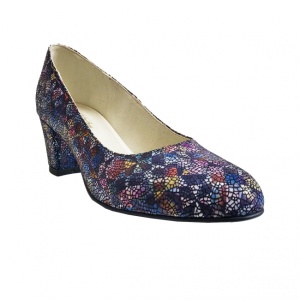 Oferta marimea 36 Pantofi eleganti dama, albastri, mozaic, din piele naturala box, toc 5 cm - LNA74A