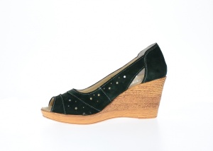 Oferta marimea 37, 39 - Saboti dama, de primavara- vara, decupati, din piele naturala intoarsa - LS1047VERDE - Img 3