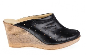 Oferta marimea 37, 39 - Saboti de vara, negri din piele naturala box, cu perforatii - LTEAN - Img 4