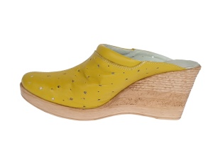 Oferta marimea 38 Saboti de vara, galbeni, din piele naturala cu perforatii L2TEAGALBEN - Img 5