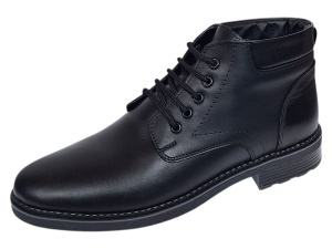 Oferta marimea 39 Ghete barbati casual negre din piele naturala imblanite LGB101N - Img 3
