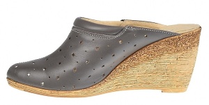OFERTA marimea 40 - Saboti de vara, gri, din piele naturala cu perforatii - LTEAGRI - Img 2
