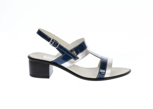 OFERTA MARIMEA 40 - Sandale dama din piele naturala, lac, culori ALBASTRU/ARGINTIU, toc de 5cm - LS7BLAG - Img 3