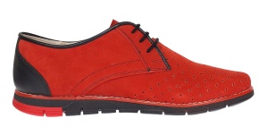 Oferta marimea 41 Pantofi barbati casual din piele naturala intoarsa cu perforatii Rosu 1010RVEL - Img 8