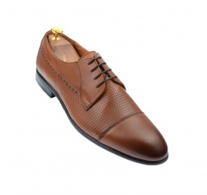 OFERTA MARIMEA 41 -Pantofi barbati office, eleganti, cu siret, din piele naturala, maro coniac, L709CON - Img 4
