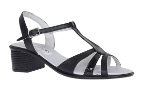 Oferta marmea 36 Sandale dama din piele naturala cu toc de 5cm, Negru, LS8NLAC - Img 4